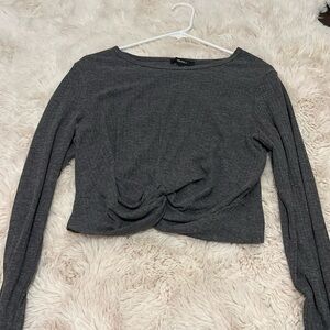 Forever 21 Knotted and Cropped Long Sleeve Top